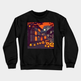 Halloween Ghost House with Pumpkins in the Patch Crewneck Sweatshirt